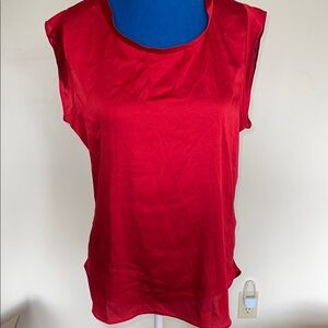 Dkny Red Sleeveless Satiny Blouse